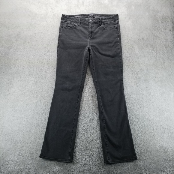 NYDJ Denim - NYDJ Jeans Womens 12 Black Barbara Bootcut Lift Tuck Stretch Preppy Dark Wash